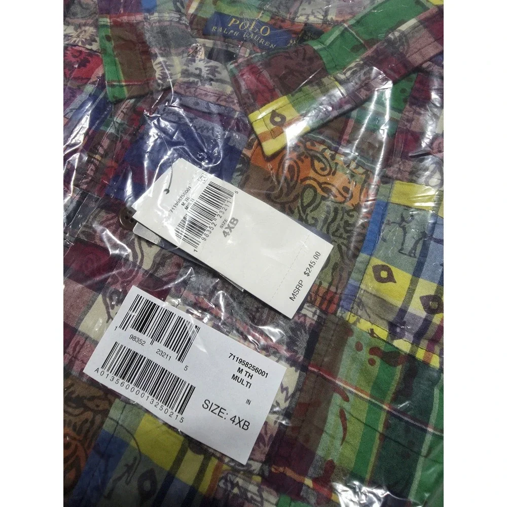 Polo Ralph Lauren Classic Fit Patchwork Madras Long Sleeve Button Down Shirt 4XB